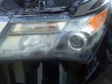 Oxidized driver side headlight