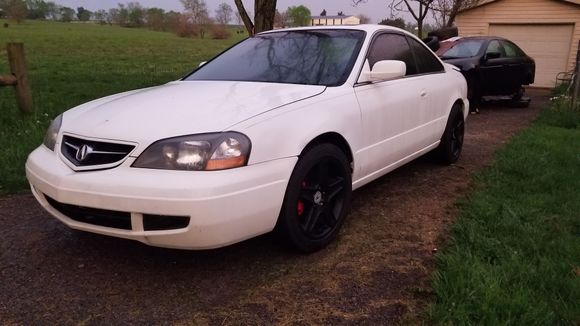 06 base tl wheels painted gloss black, 245/45-17 all around. trying to save this one, its 1 of 15 white on black with navi, but she needs alot of love, interior looks new, rest of car needs work, but worth it to me. 