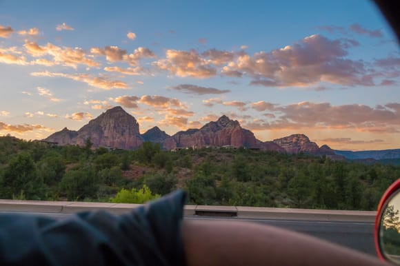 Sunset Cruise in Sedona after picking up the car