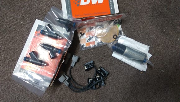 DW800cc injectors, DW300c fuel pump, and Rywire injector clips. Good package deal, don't let it get away. All parts were inspected by DW and got the green light to be repackaged and sealed. 😁