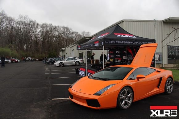 It rained at our last one, but we were still able to fill the lot and show everyone around the Lamborghini.