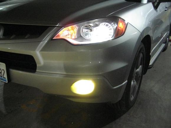 Lights in the parking garage at night