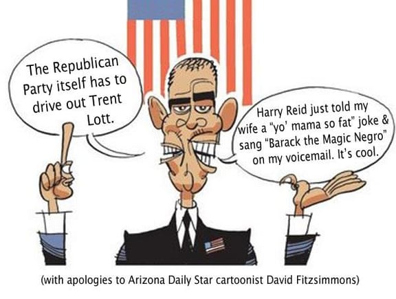 Barack two face cartoon