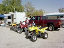 Pierson, Friend Cody, Reid, getting ready for desert ride.                                                                                                                                              