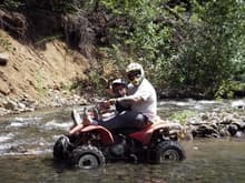 Weeman and I in the creek, at the Silver Ridge Ranch in Easton, Wa. We are on Racergurl's four tooty six.                                                                                               