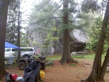 umm- that would be the &quot;big rock&quot; found in the &quot;Big Rock Campground&quot;.... which was right down the street from &quot;Green Tree&quot; campground, &quot;Water is Wet&quot; campground, and the &quot;Fire is Hot&quot; campground...