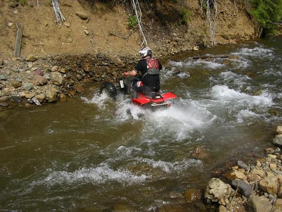 Josh trying a new route across the creek