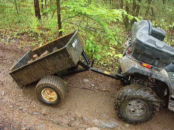 Bent trailer frame while hauling dirt and rocks to repair some mud holes.