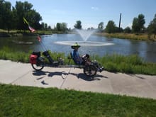 Our Recumbent Tandem at the Fountain Regional Park "Pond Loop". Fountain, CO. 