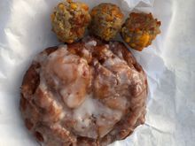 Sausage balls and an apple fritter from a local bakery. The fritter was awesome!
