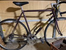It’s been hanging for many years, had a walnut stored in the front fork and a wasp nest in the saddle bag. Sorry for the poor photo but this is going to be the before picture. 