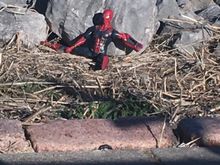 At a rest stop on the riverfront trail