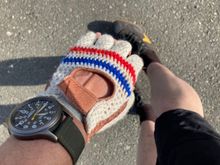 Crochet gloves from 1982 and Bata Bikers made it truly vintage.
