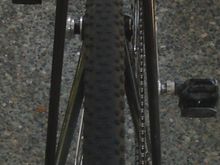 700X33mm cyclocross tires fit on 2 roadies (1 above) but the 26" mtn bike goes where the surface may be softer.
