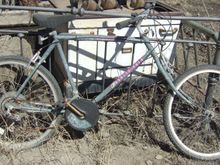 This is the Huffy at the bike graveyard several have asked about. It's a Granite Pass one seriously confused bike.