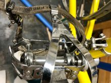 Nuovo Record pedals, toestrap loop, with Binda Extras and Christophe clips...