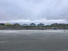 The morning after, note some erosion of the dunes.