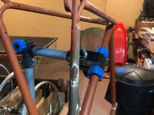 Exposed area where rear derailleur cable guide was removed.