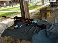 My Kimber 'Long Master Classic'.  It's only a .223 but that heavy varmint barrel makes it look larger.  