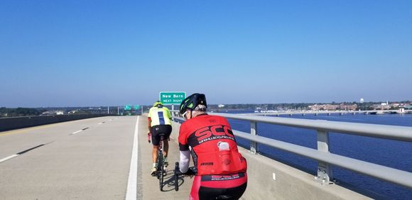 Crossing the long bridge over the sound headed into New Bern