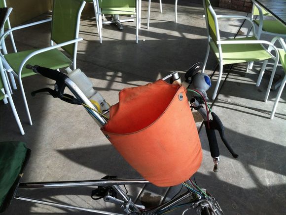 Snapped-off Rans Nimbus handlebar, 2012. No alien squeezy horns were harmed.
