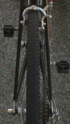 700X33mm cyclocross tires fit on 2 roadies (1 above) but the 26" mtn bike goes where the surface may be softer.
