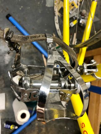 Nuovo Record pedals, toestrap loop, with Binda Extras and Christophe clips...