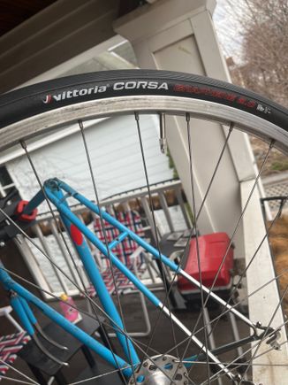 These are the clincher tires I’ll be using. I run Vittoria Corsa tubulars on a another set of wheels and they are my favorites. If riding these doesn’t convince me that I like the bike then nothing will.