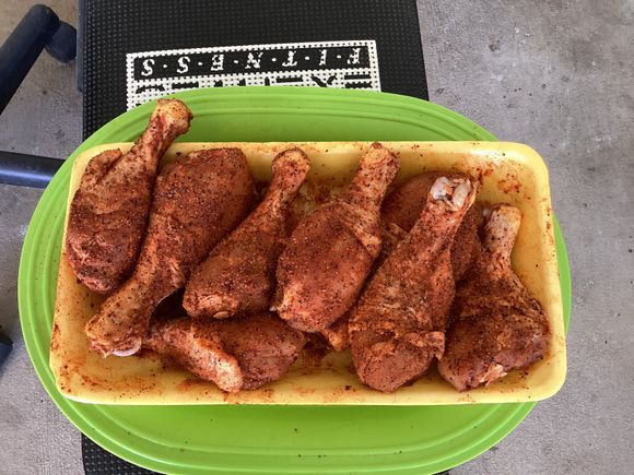Old Roosters and Hens but marinated then some rub 