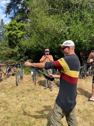 Taught Jeff (who always sold bikes to my family) how to saber