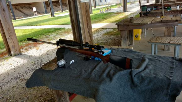 My Kimber 'Long Master Classic'.  It's only a .223 but that heavy varmint barrel makes it look larger.  
