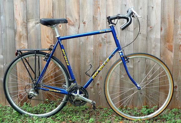 ~2004 Serotta custom built Rapid Tour
Original owner had a bad back, so this custom has a short, raised top tube and a lot of rake!