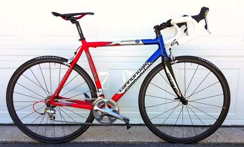 15 lbs 14 ozs as seen in this picture. A Dura Ace Crankset should drop that a bit more.