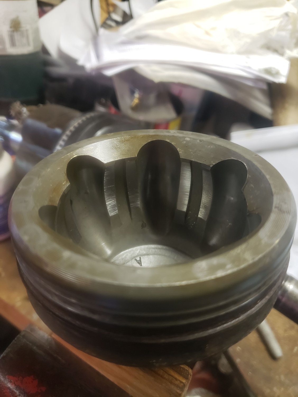 The outer race for the cv joint that is integral with the outer axle shaft.