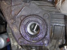 Close up of left side of differential with axle removed looking into the differential