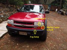 Non working fog lamps and marker lamps.