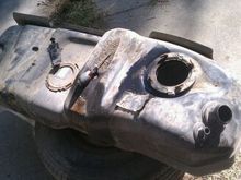 The gas tank after it was dropped