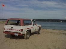 my blazer on the north spit looking at the greatest city on the Oregon coast