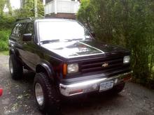 1989 S10 4x4 - 4.3 Liter Fuel Injected - Auto W/O.D. New Jet Black Two Stage Paint W/Clear Coat - Stainless Rocker Panel Trim -  3" Body Lift - 31x10.5x15 Mickey Thomson - American Racing Rims - Bush Wacker Flares - Bull Dog Twin Air Horns - New:Exhaust, Wheels Bearings/Seals, Brake Rotors/Drums/Pads/Shoes/Lines, Fuel Tank/Pump/Filter/Lines, High Jacker Steering Stabilzer, Upper/Lower Ball Joints, Tie Rods, Adjusters, Pitman Arm, Front/Rear Shocks, Rear Springs, Torsion Bar Mounts, Heater Core, Battery, HeadLamps, Front/Rear Bumpers, Rear Hatch Struts, Front/Rear Wipers, Headliner/Sun Visors, Moon Roof Gasket. ALL WORK DONE BY ME IN MY GARAGE except tire balancing. Whats Left?