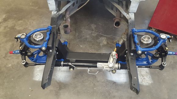 Mustang II front suspension,  Thunderbird rack to handle the V8 350