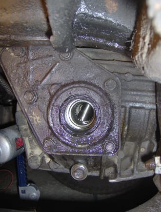 Close up of left side of differential with axle removed looking into the differential