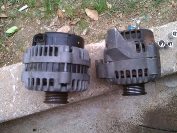 AD244 Upgrade next to stock alternator.