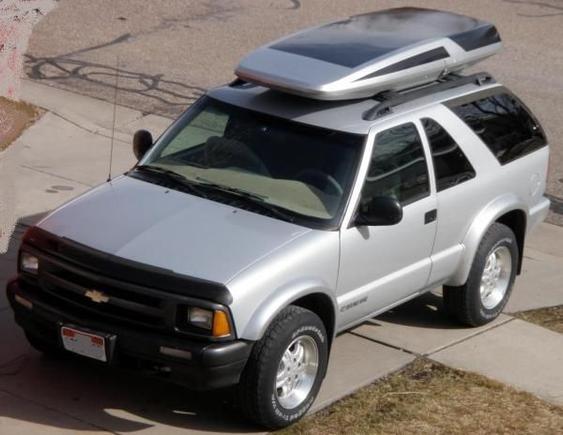 1996 Blazer top view ~ my skiing/boating/kayaking/biking vehicle ~ with 208,000 miles and running strong in 2015.