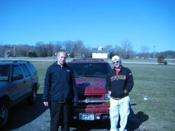 my friend and i after some corn field mudding