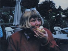 Cindy, meet cream tea Godshill IoW 2001