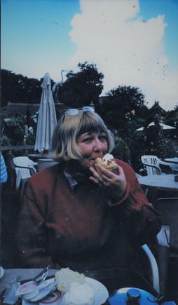 Cindy, meet cream tea Godshill IoW 2001