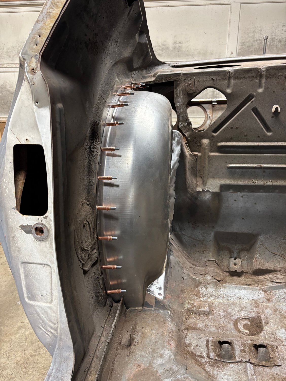 Ready to weld, but I will finish the trunk floor before I finish the tubs. The rear valance and both quarter panels will come next.