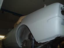 this is the camaro after bodywork using a car lift that i have at my house saves bending over ,