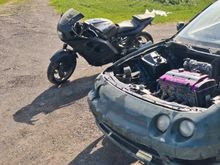 The teg and the hurricane with the r6 tail swap(yes i know the motor is crooked in the car... theres no transmissiok in it and that happens to bold to a motor mount on that side.)