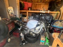 sat like this while i waited for wheels, had to get clever to get the wheels back on without the proper jacks or straps from ceiling 